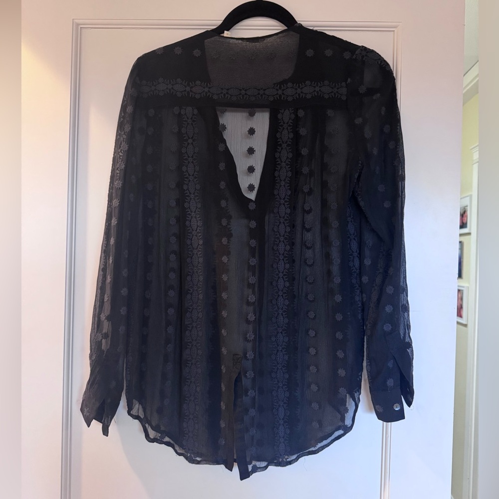 Anthropologie Zoa New York Elegant Black Sheer Women's Top